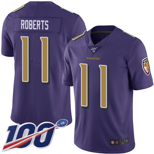 Baltimore Ravens Limited Purple Men Seth Roberts Jersey NFL Football #11 100th Season Rush Vapor Untouchable